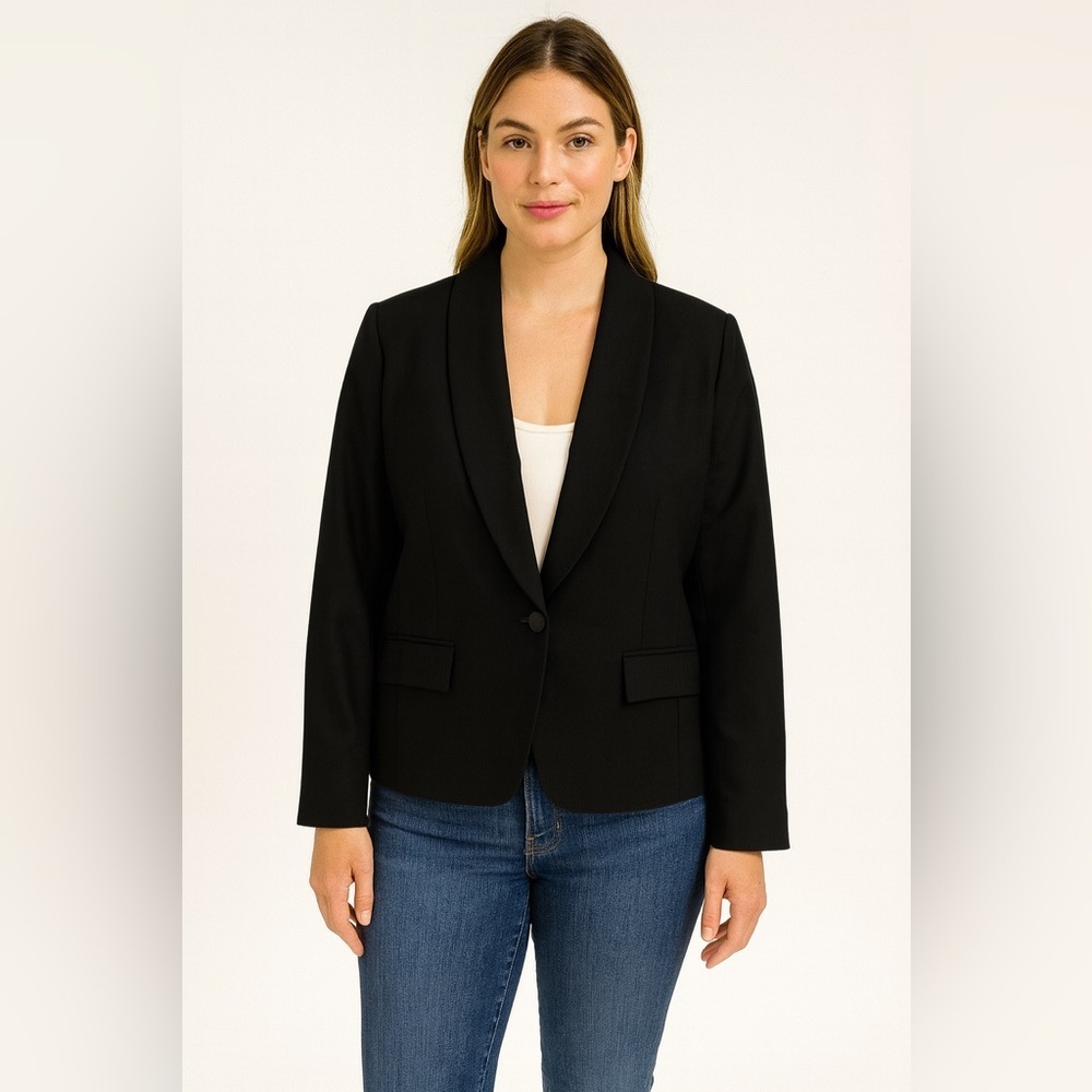 Pendleton Black Single-Button 100% Wool Blazer Si… - image 1